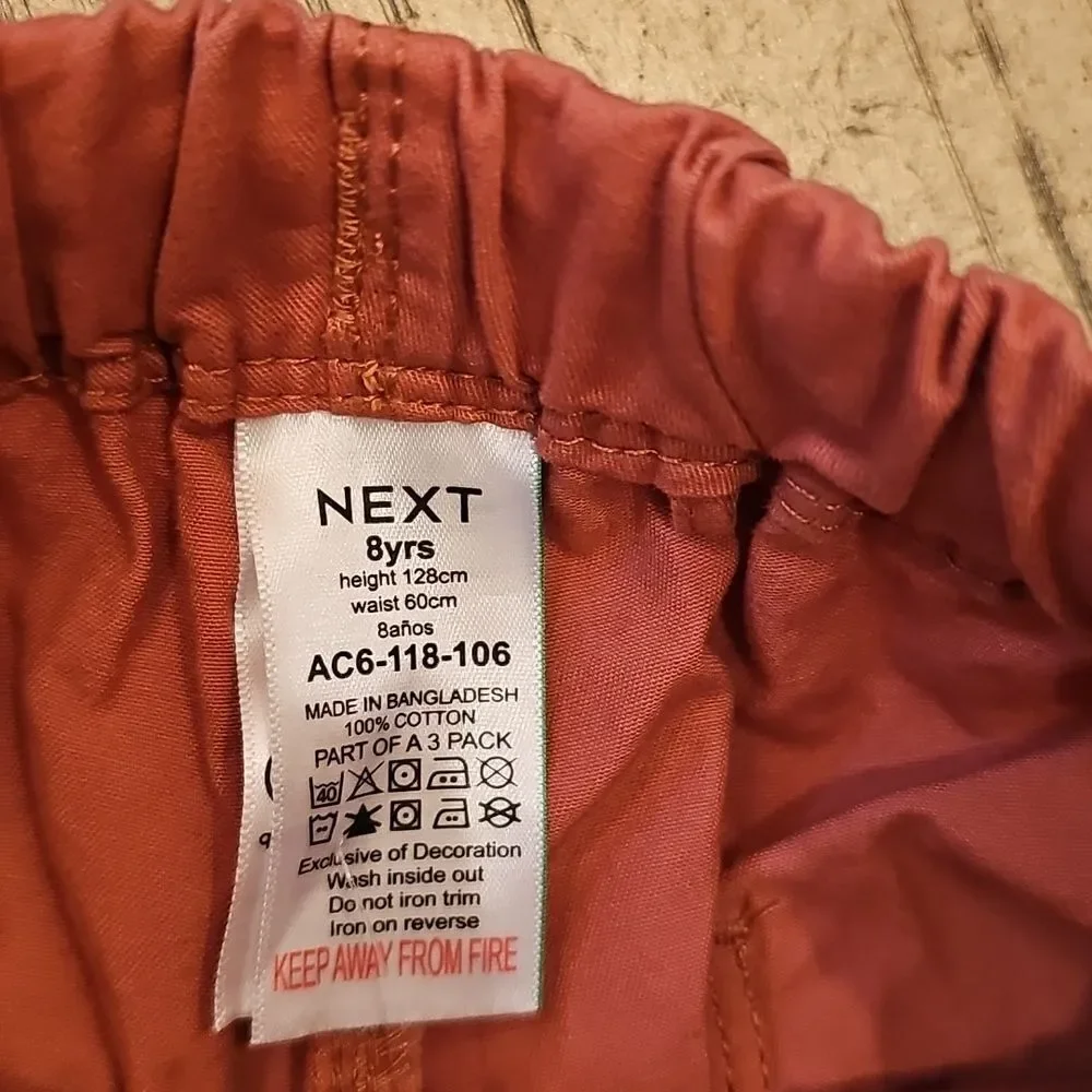 NEXT Terracotta Drawstring Shorts Size 8 NWT